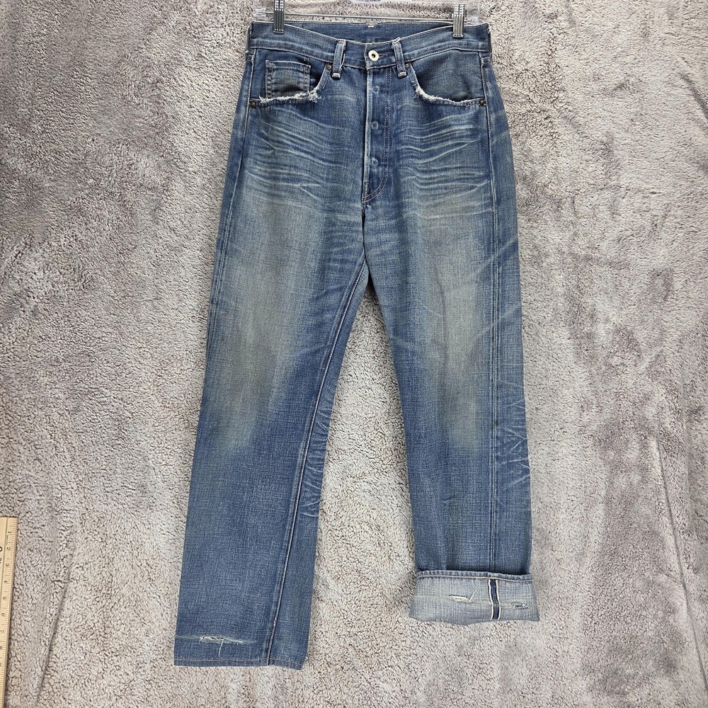 Levis 501 Jeans Mens Blue Selvedge LVC Made Japan Whiskers Honeycomb Fits 28x28